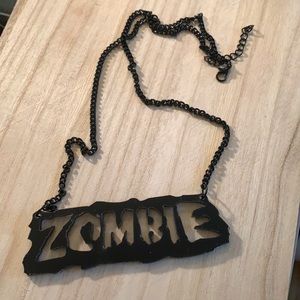 Zombie black cut out letters necklace